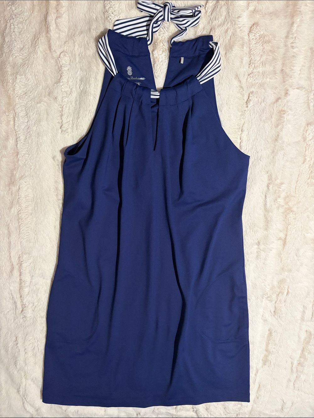 NEW- Tammy Bahama Navy Halter Striped Tie Neck Islandzone Summer/Beach/Active